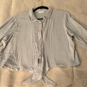 Women's Light Blue Button-Up Top